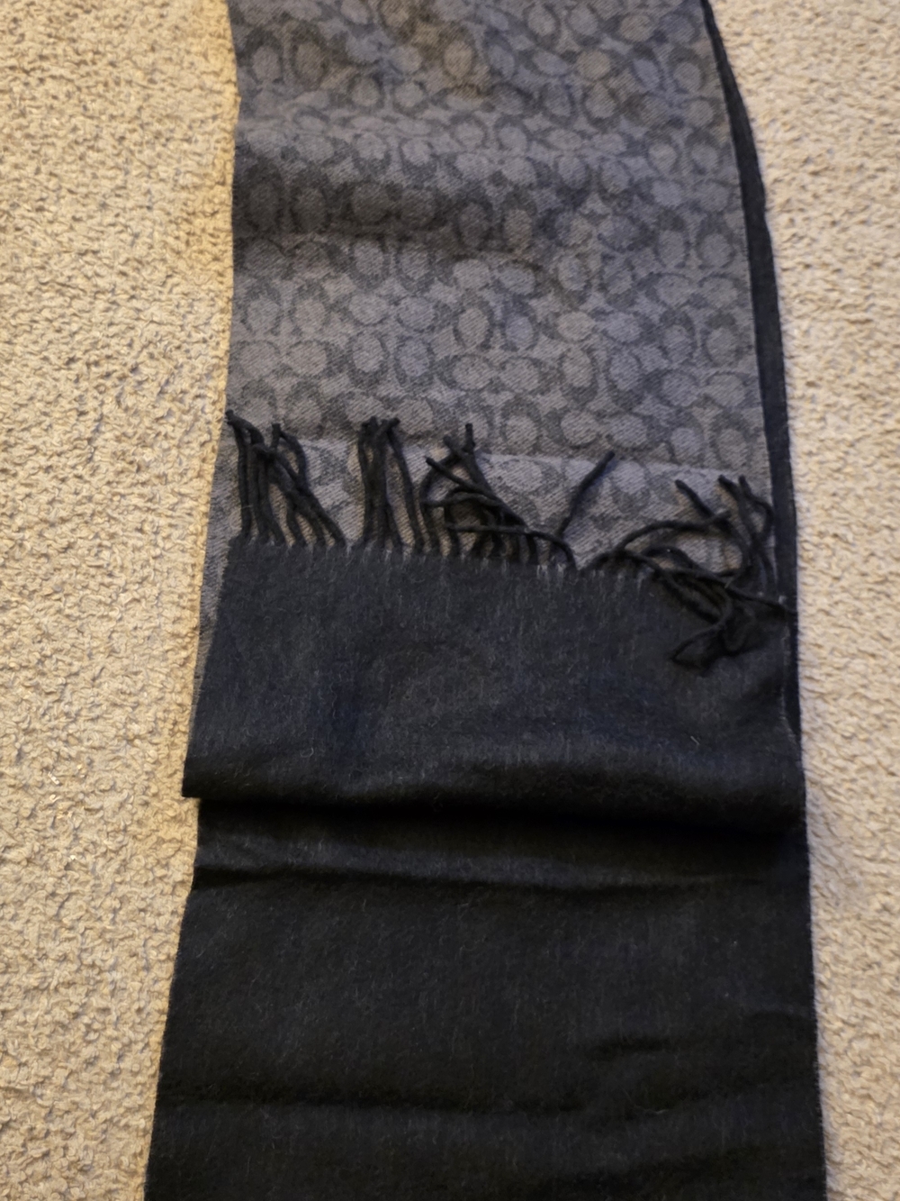 Coach  Men's Black & Gray Signature Pattern Scarf
